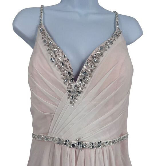 Oyisha NWTJeweled Rhinestone Maxi Long Gown Dress Wedding Prom Size 14 Ball - Picture 3 of 16